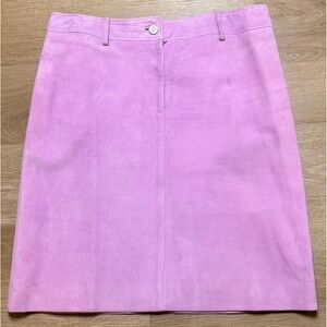 Celine Lavender Lambskin Suede Pencil Skirt Size 44 Luxury Minimalist